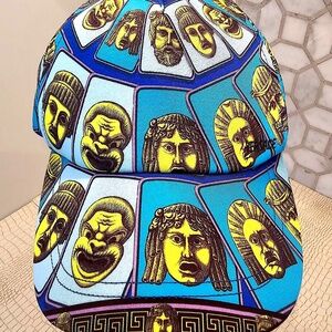 Brand New VERSACE  Mask Print "Le Maschere" Men's Baseball Cap 58 100% Authentic